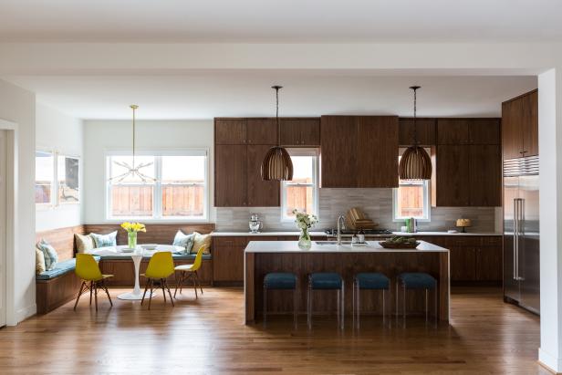 Gray Modern Open Plan Kitchen