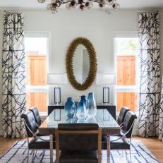 Modern Dining Room with Blue and White Accents