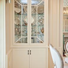 Traditional Eat In Kitchen Detail With Glass Front Built In Cabinet