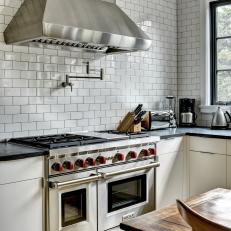 Kitchen Boasts White Subway Tile Backsplash