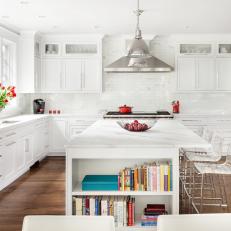 White Chef Kitchen With Colorful Books