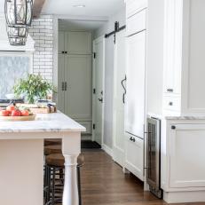 White Cottage Chef Kitchen With Wine Refrigerator