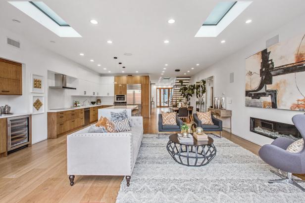 Open Concept Living Room With Skylights Hgtv