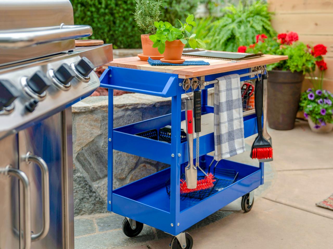 Utility Cart Into A Patio Grill Station