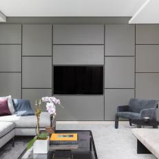 Custom Millwork Creates Cool Gray Accent Wall