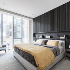 Luxe Master Bedroom With Black Accent Wall