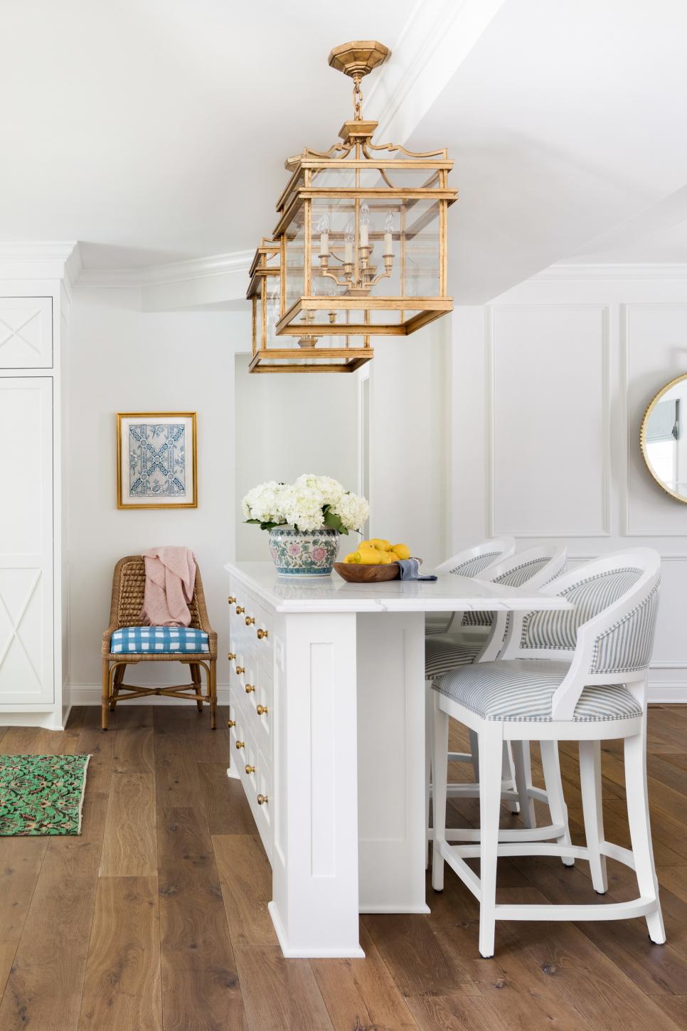 Gold Pendant Lights Brighten Kitchen Island | HGTV