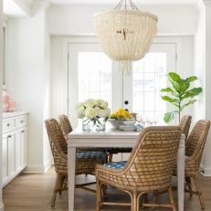 Neutral Dining Room With Boho-Chic Chandelier