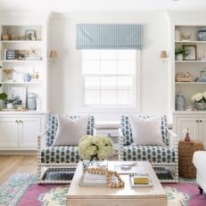 Blue-and-White Chairs Serve as Extra Seating