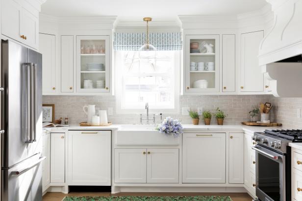 Charming White Kitchen With Brass Hardware | HGTV