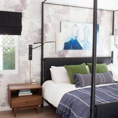 Roman Shades Complement Black Canopy Bed