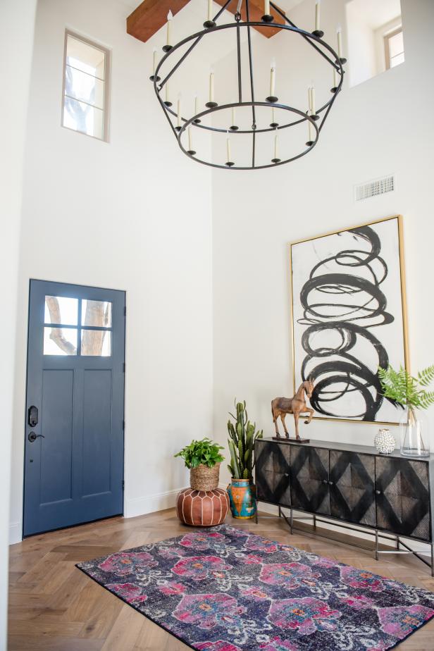 Entryway Chandelier Draws Attention To Tall Ceilings Hgtv
