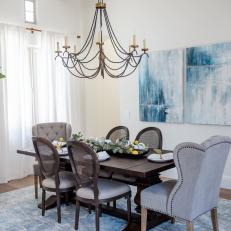 Formal Dining Room With Blue Accents