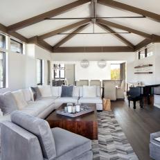 Contemporary Living Room With Vaulted Ceilings