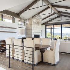 Metal Railing Creates Cohesion in Dining Room