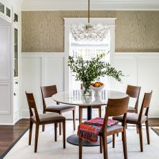 Glass Chandelier Adds Interest to Dining Room