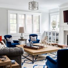 Living Room Boasts Sapphire Blue Armchairs
