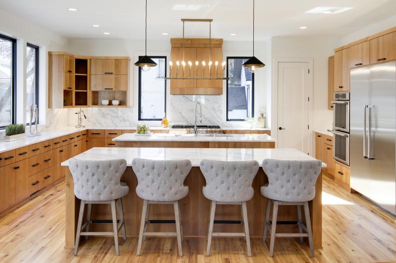 contemporary kitchen with eat-in island