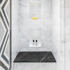 Spa-Style Shower Includes Matching Marble Bench