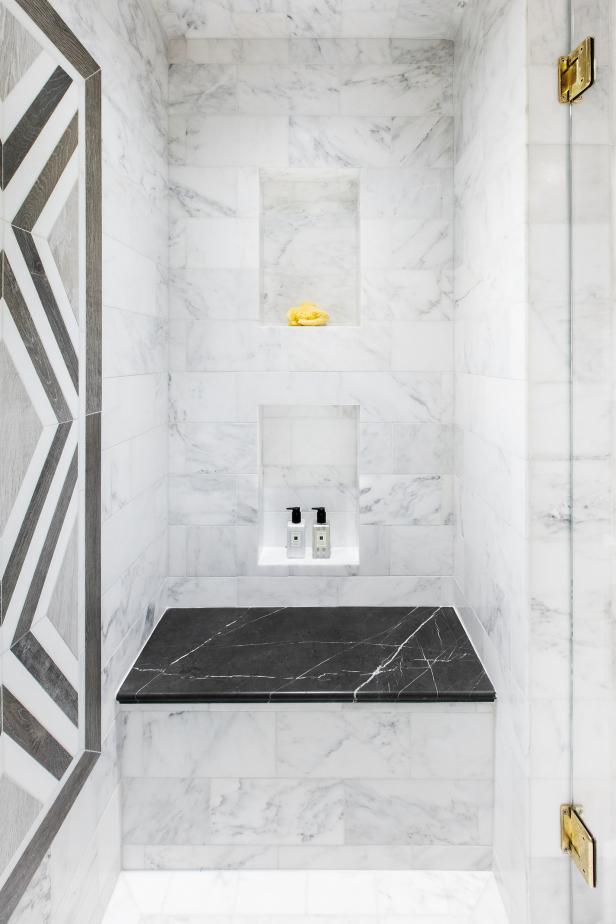 Spa Style Shower Includes Matching Marble Bench Hgtv Spa Style Shower Includes Matching Marble Bench