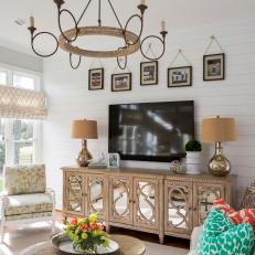 Shiplap Walls Bring Texture to Transitional Living Room