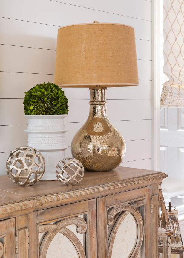 Gold Lamps Add Luxe Touch to Transitional Living Room | HGTV