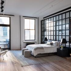 Contemporary Neutral Master Bedroom With Black Steel