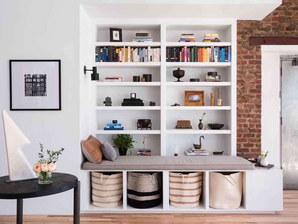 living room bookshelf