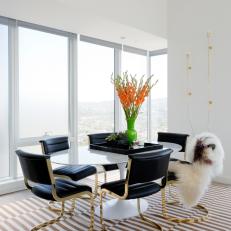 Contemporary Dining Area With Striped Rug