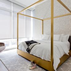 Master Bedroom With Gold Canopy Bed