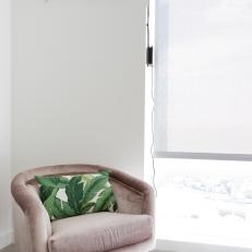 Brown Velvet Chair and Leaf Pillow