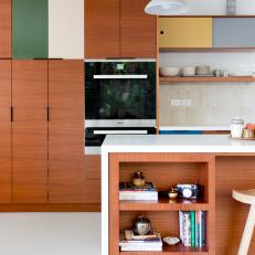 Multicolored Midcentury Modern Kitchen With Color Blocking