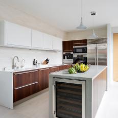 Modern Open Plan Kitchen With Wine Refrigerator