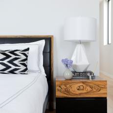 Lamp and Black and Wood Nightstand