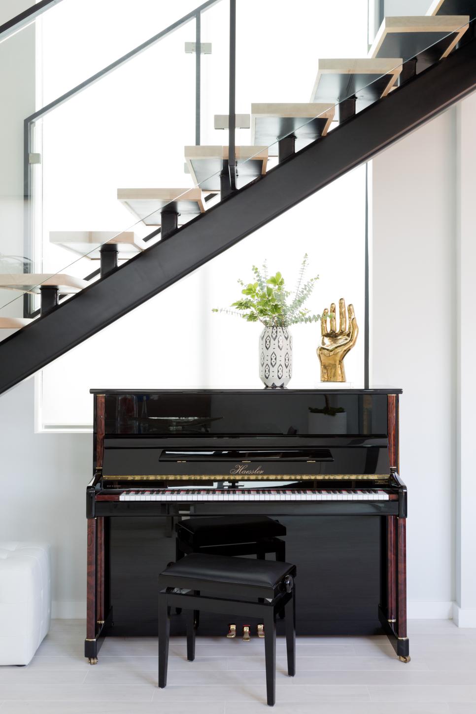 Floating Stairs and Piano | HGTV