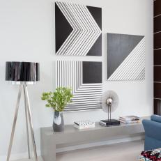 Black and White Gallery Wall With Lamp