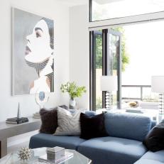 Modern Sitting Area With Blue Sectional