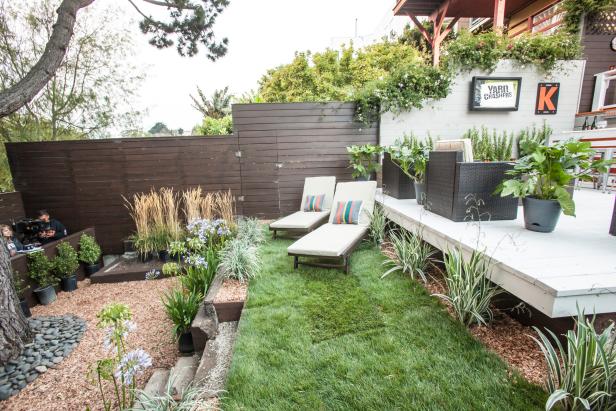 Tri Level Yard Crashers Backyard With Deck And Lounge Areas Hgtv
