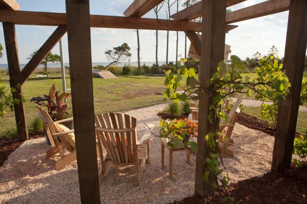 Water View From 2013 Blog Cabin S Rustic Backyard Pergola Hgtv