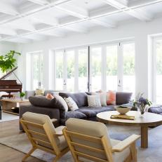 Neutral Large Living Room With Gray Sectional