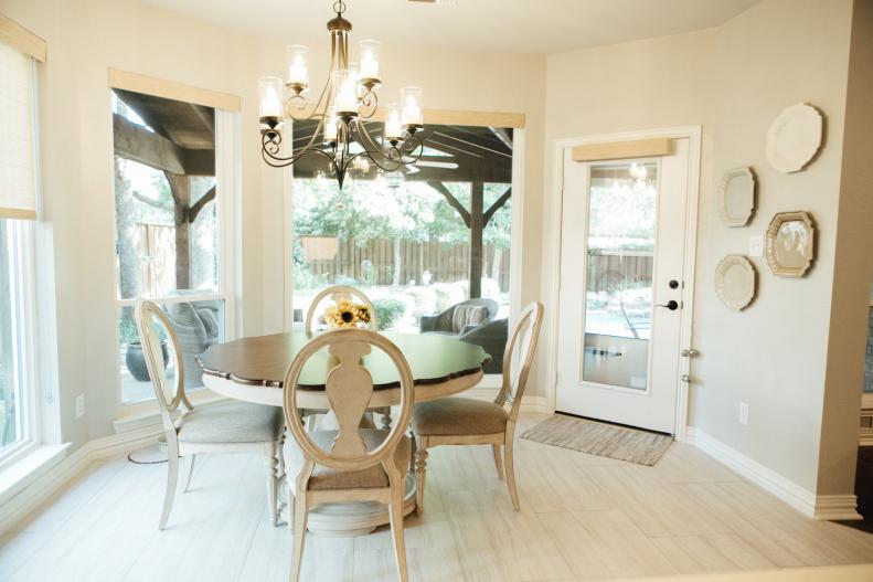 Traditional White Breakfast Nook With French Country Table And Chairs