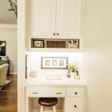 Traditional White Built In Desk And Cabinet