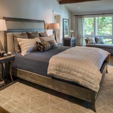Transitional Master Bedroom With Chaise
