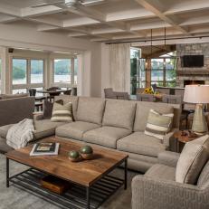 Neutral Living Room With Lake Views