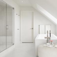 White Spa Bathroom With Slanted Ceiling