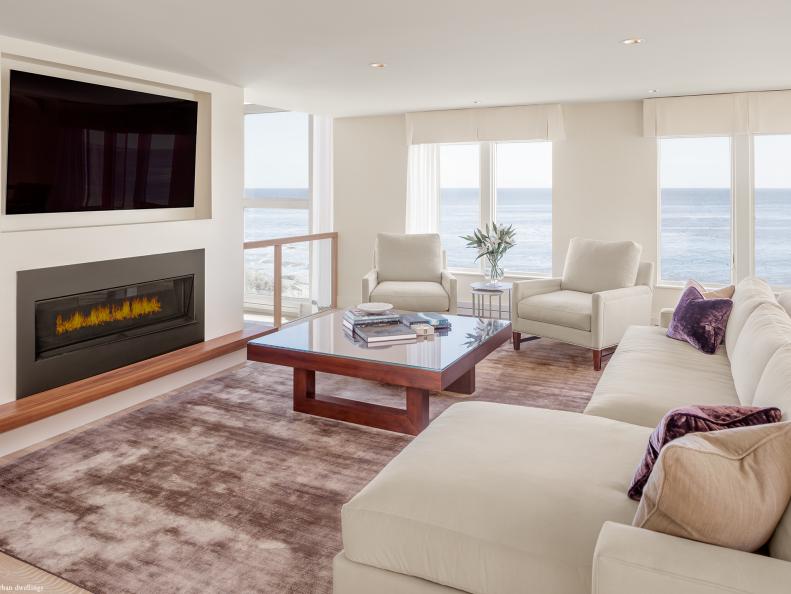 Modern Living Room With Purple Rug