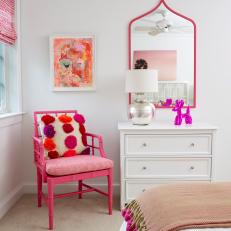 Pink and White Tropical Bedroom With Balloon Dog