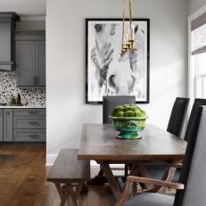 Transitional Dining Area With Gray Chairs