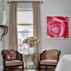 Bedroom Sitting Area With Pink Art