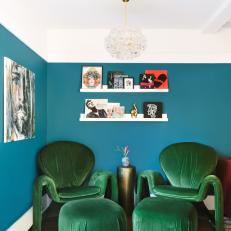Emerald Green Chairs Create Luxe Reading Corner